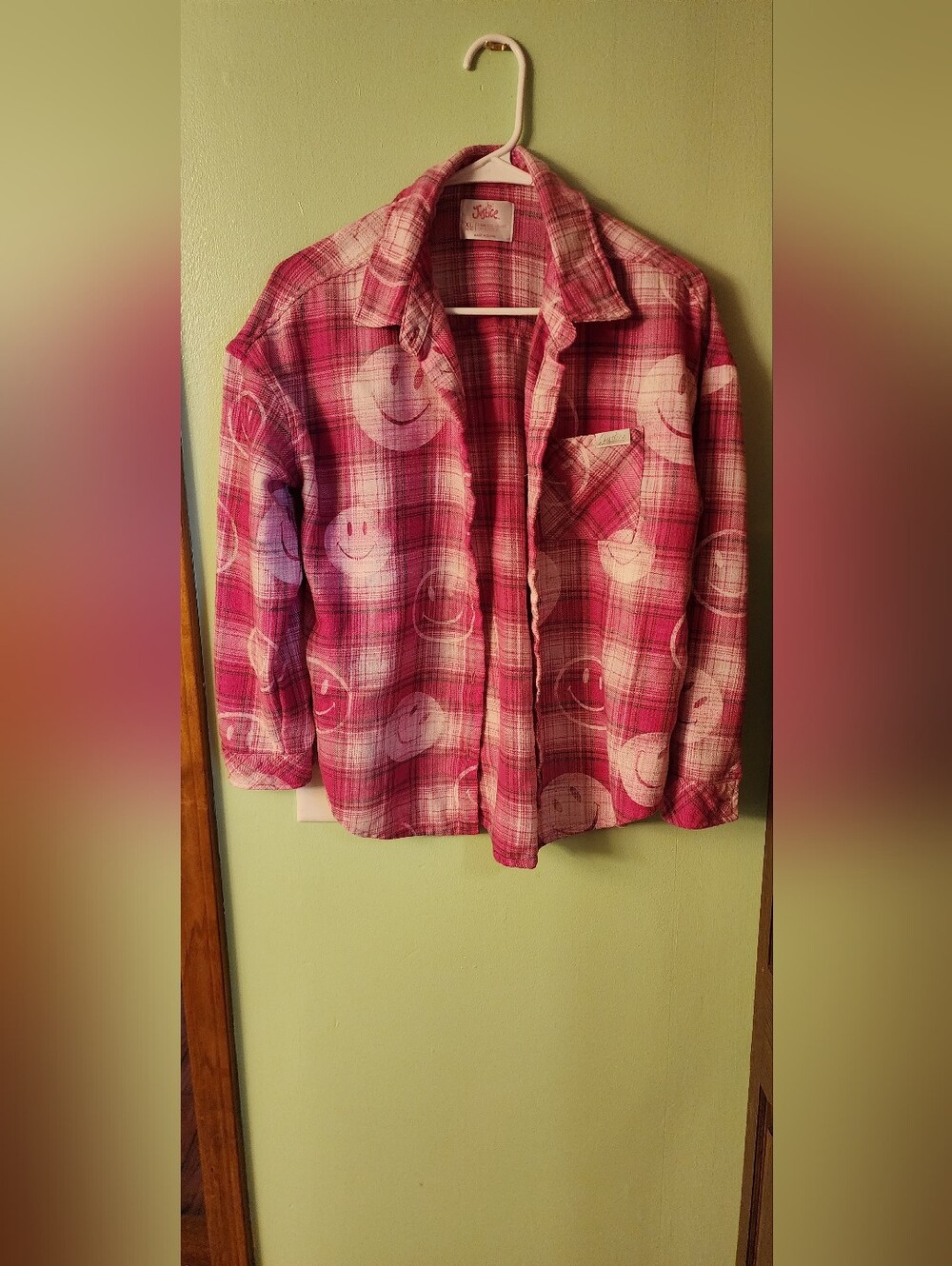 Justice Pink Plaid Button-Up Shirt